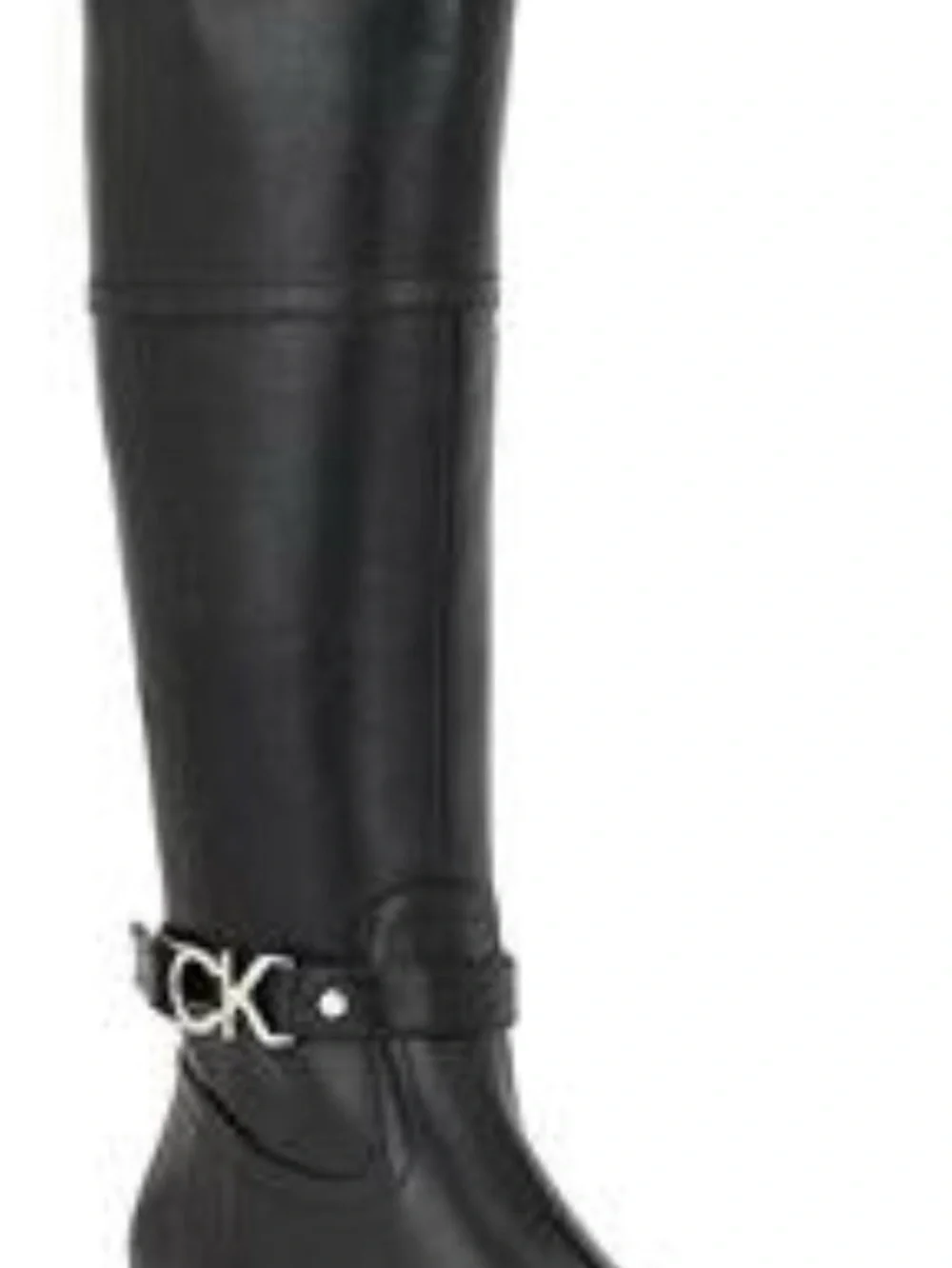 Calvin Klein Black Over-the-Knee Logo Strap Boots